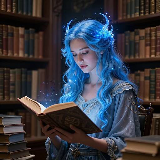 Enchanted Librarian with Magical Tome