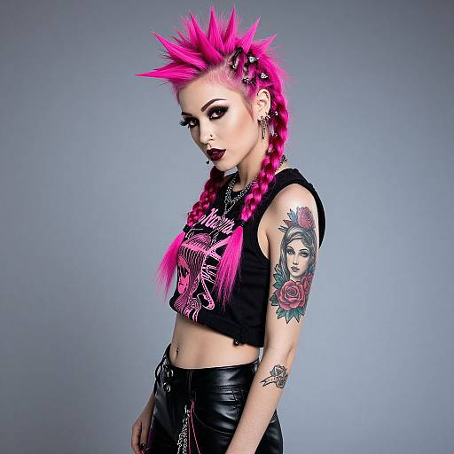 Punk Woman with Pink Spiked Hair