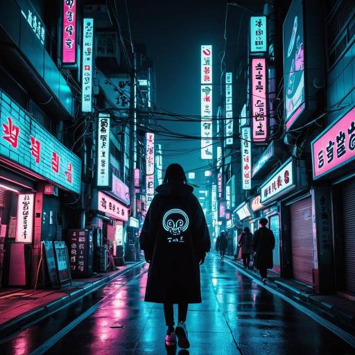Cyberpunk Neon Street in Seoul