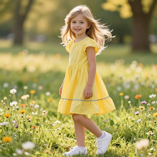 Joyful Girl in Sunny Meadow