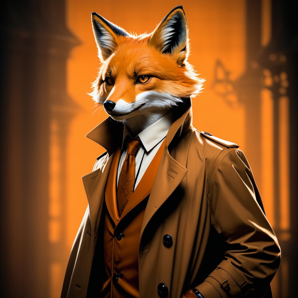 Clever Fox Detective in Trench Coat