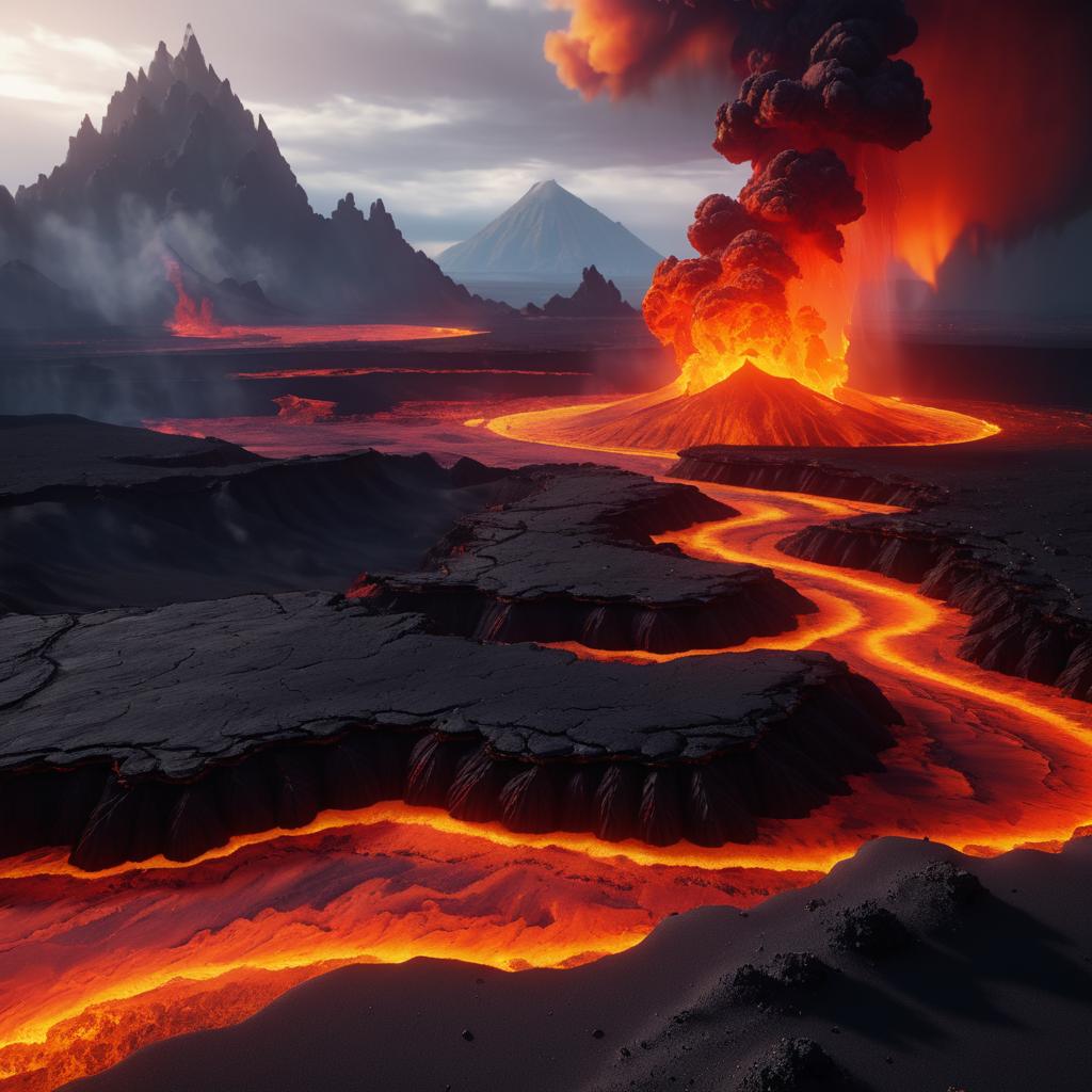 Ultra-Realistic Phoenix in Volcanic Landscape