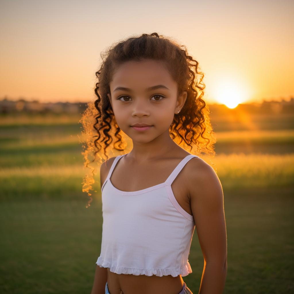 Warm Sunset Portrait of Young Girl