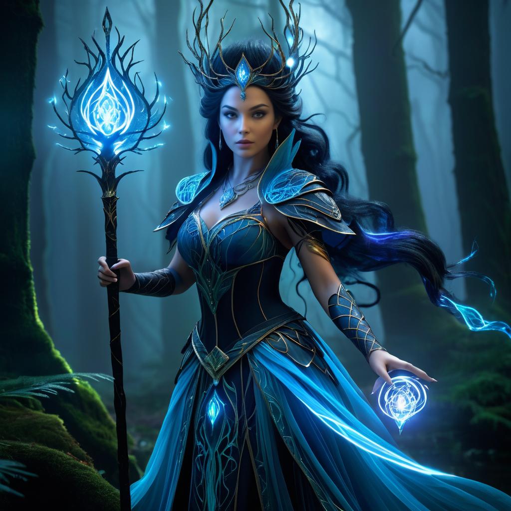 Mystical Sorceress in Enchanted Forest