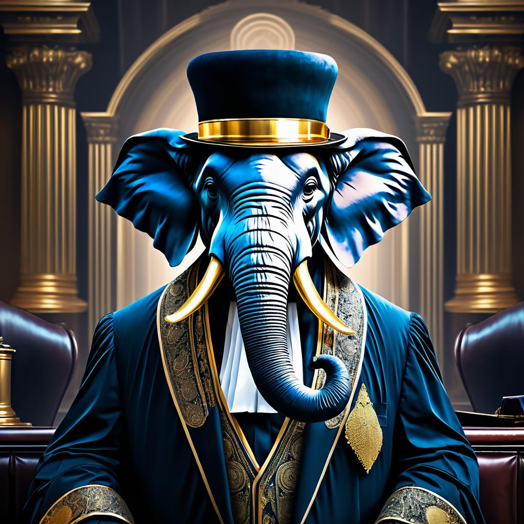 Stern Elephant Judge in Elegant Landscape