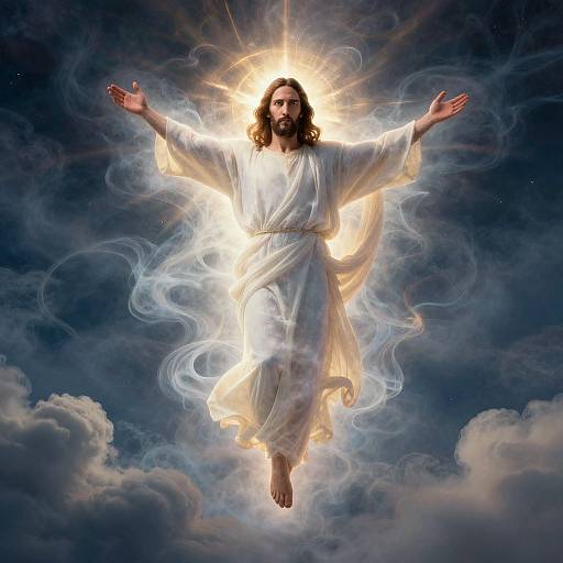 Ethereal Jesus Amidst Mystical Clouds
