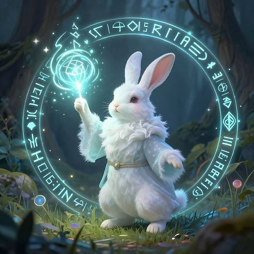 Harengon Mage Casting Glowing Spell