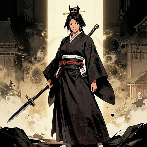 Proud Female Japanese Priestess Warrior