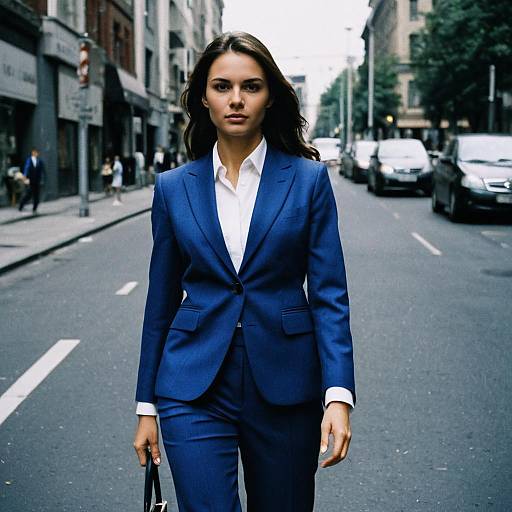 Woman in Blue Formal Suit