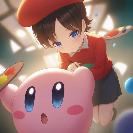 Illustration of Adeleine, kirby (series) in the style of Fukuro daizi