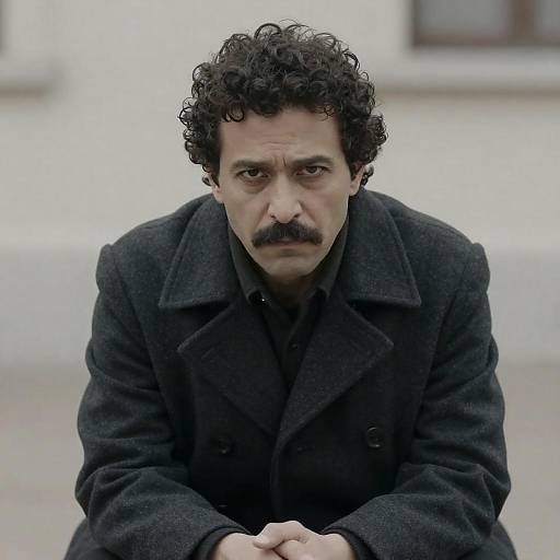 Serious Middle-Aged Man in Dark Coat