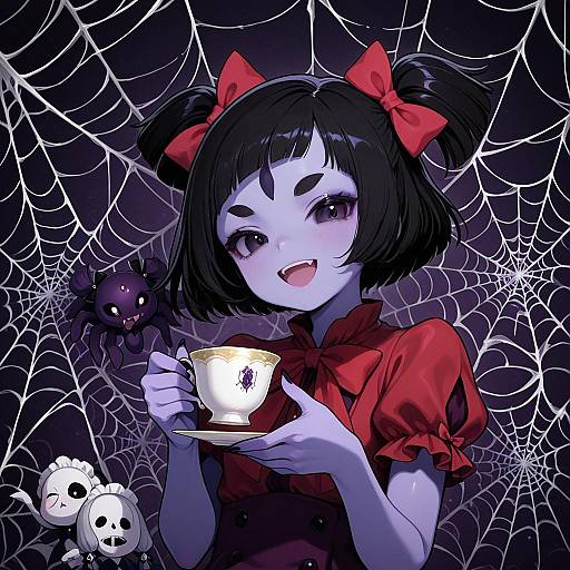 Illustration of Muffet, undertale in the style of Ukokkei