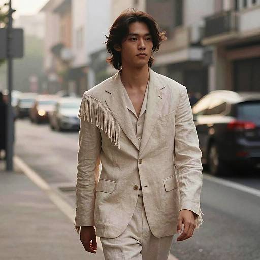 Long Fringe Linen Suit Dawn Editorial