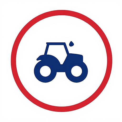 Sign with blue ATV silhouette and red circular prohibition symbol on white background, indicating no ATVs allowed.