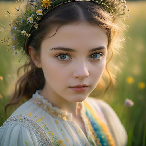 Serene Young Girl Portrait in Meadow