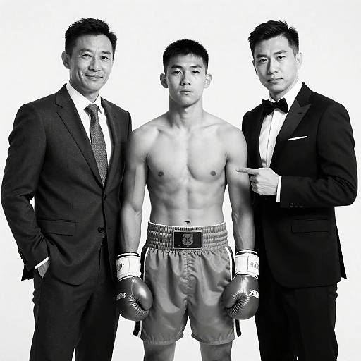 Dynamic Black-and-White Boxer Portrait