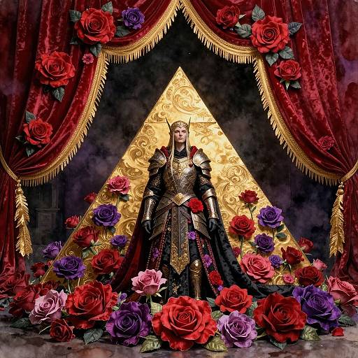 Majestic Elven Warrior in Floral Splendor