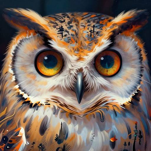 Surreal Owl Face in Netherworld Reflection