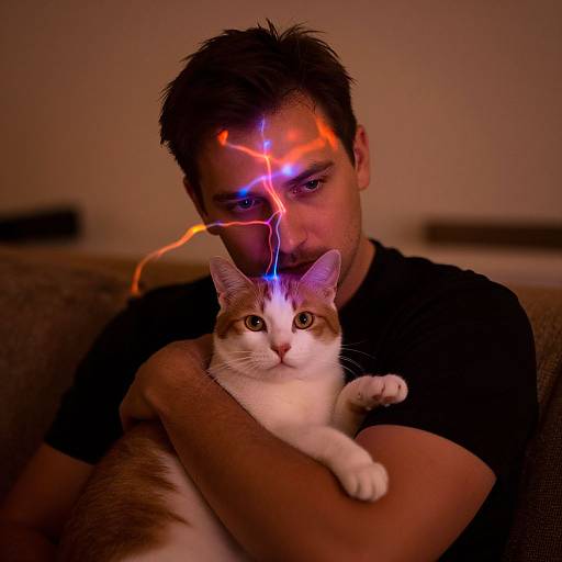 Intimate Man and Cat Portrait