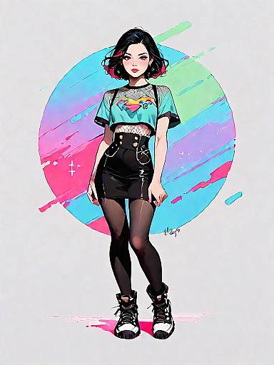 Trendy Fashion Woman in Neon Green Outfit