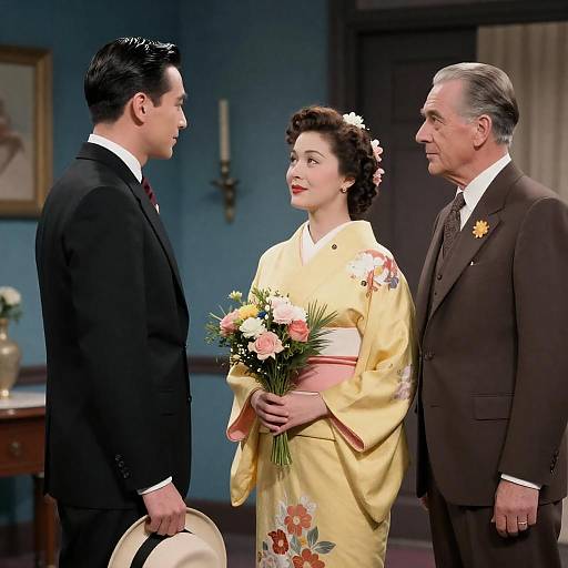 1940s Movie Scene with Stylish Characters