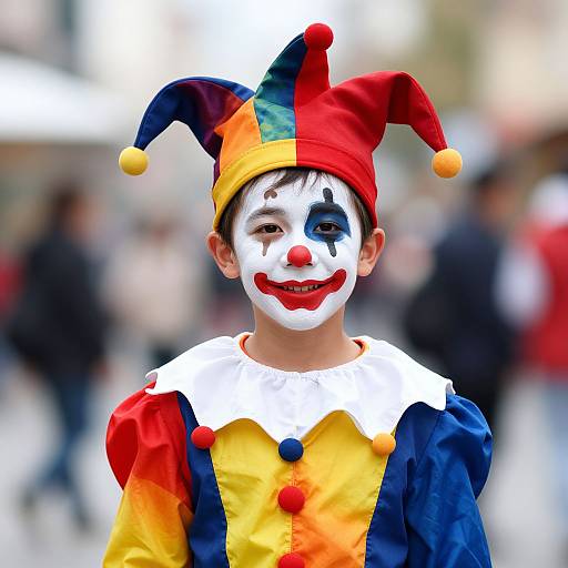 Harlequin Jester Boy Portrait