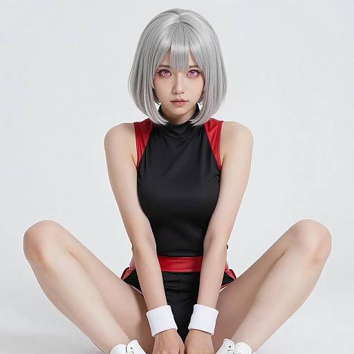 Young Woman with Silver Bob Pose