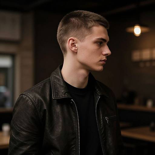 Young European Man with Bowl Cut