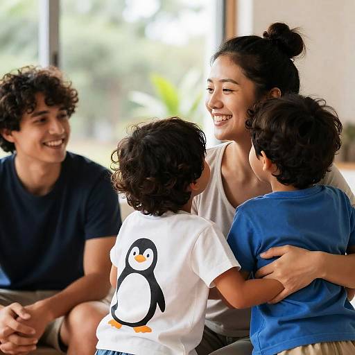Joyful Family Moment in Bright Room
