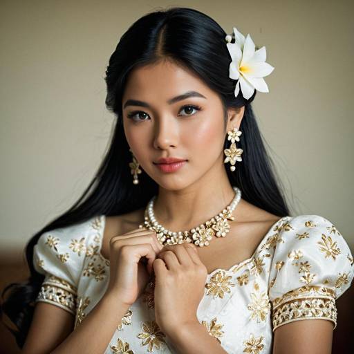Elegant Filipiniana in Blurry Background