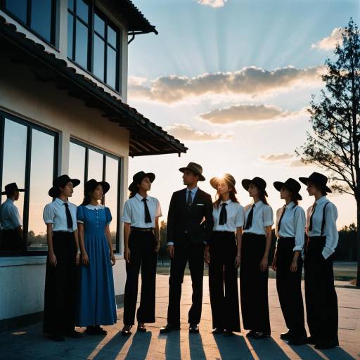 Girls and Boys Outdoors at Sunset