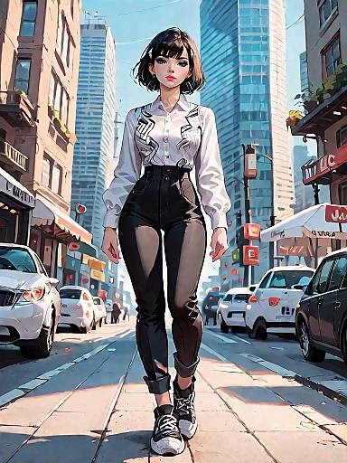 Urban Chic Fashion: Stylish Woman Portrait