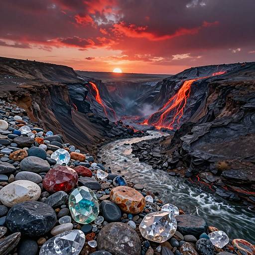 Ultradetailed Realistic Riverstones and Lava Valley