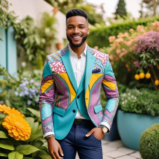 Cheerful Young Man in Ankara Blazer Cheerful Young Man in Ankara Blazer
