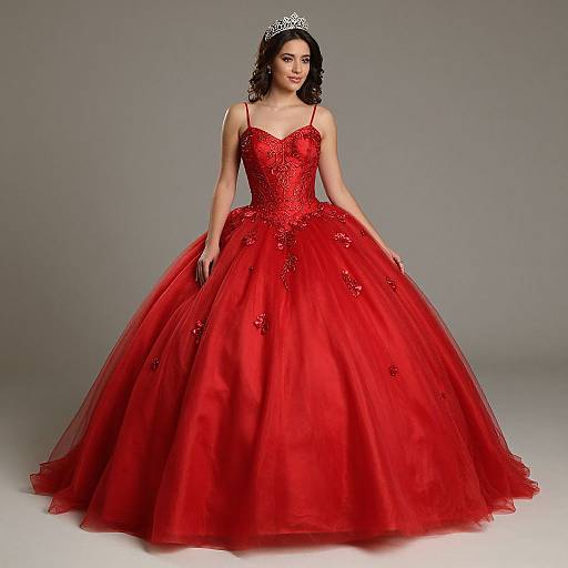 Elegant Red Quinceañera Ball Gown