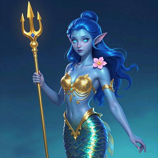 Blue-Skinned Sea Goddess Artwork