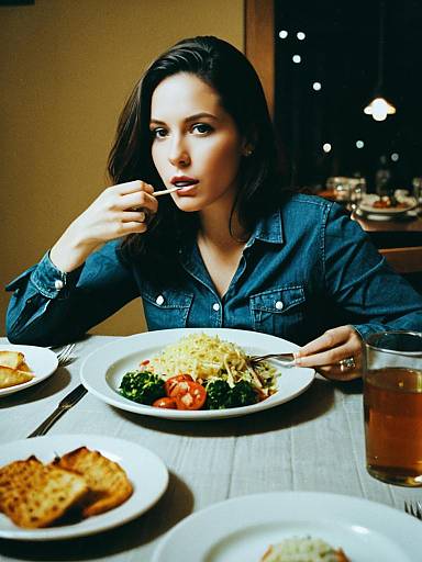 Casual Dinner Outfit Woman Sitting
