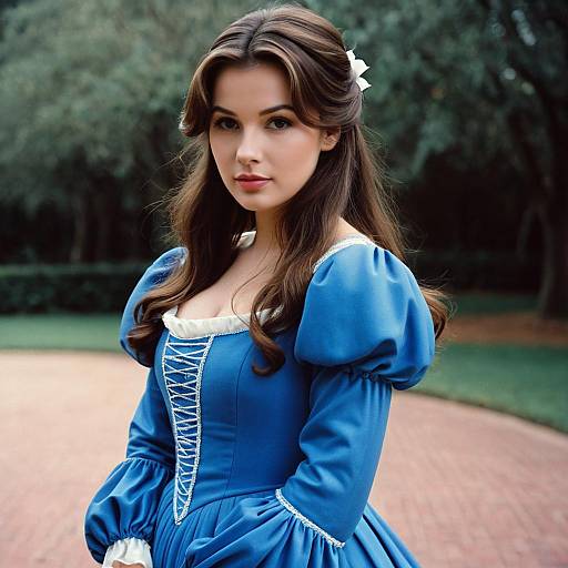 Young Woman in Blue Renaissance Dress
