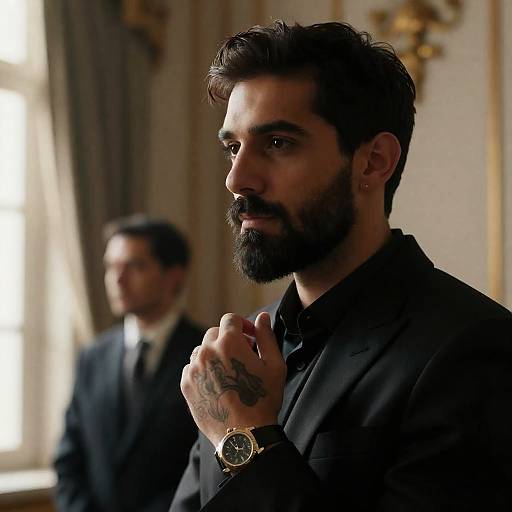 Intense Portrait of a Tattooed Man