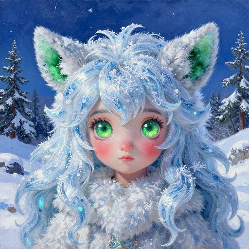 Snowfall Elk with Hypnotic Ice Eyes