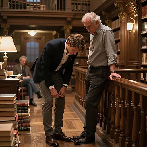 Two Men in Ornate Library