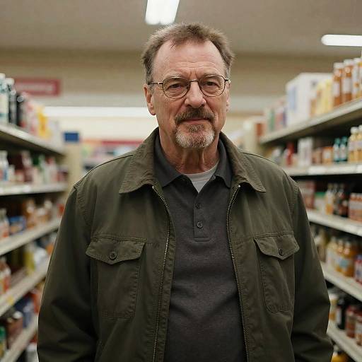 Mature Man Shopping in Grocery Aisle