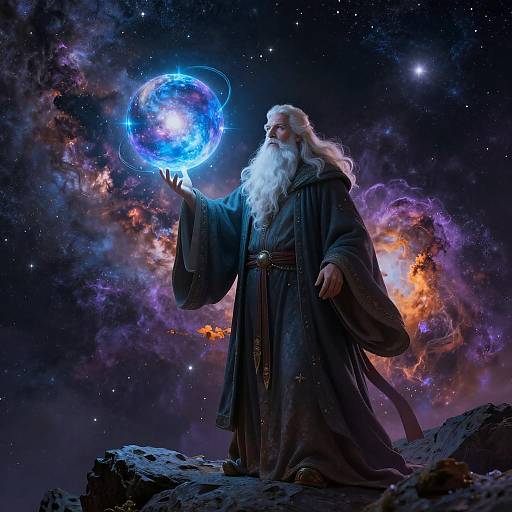 Mystical Wizard Conjuring Cosmic Power