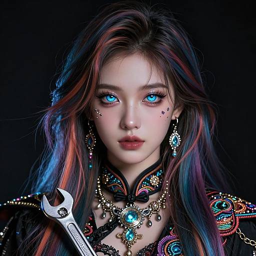 High-Quality Realistic Multicolored Portrait