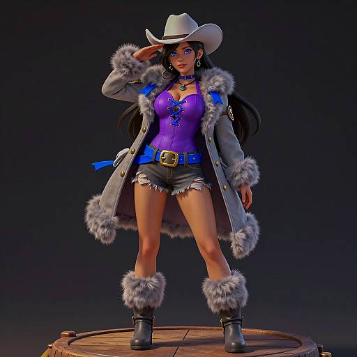 Confident CGI Cowgirl Character Illustration