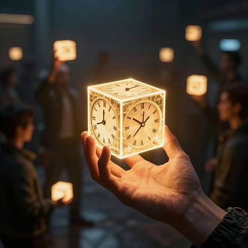 Cyberpunk Glowing Cube Clock