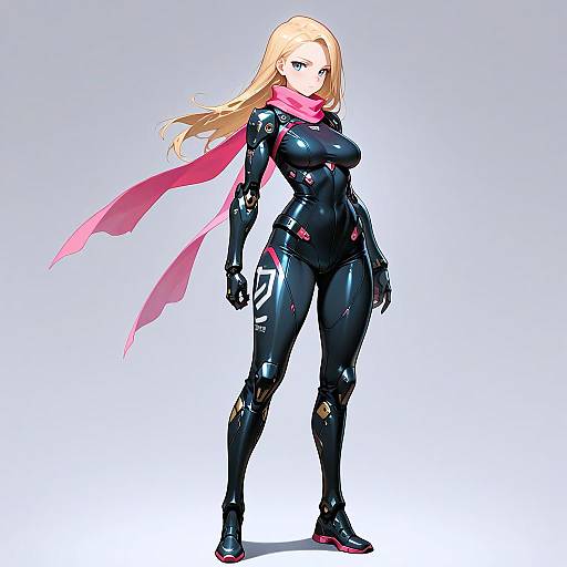 Futuristic Girl in Mechanical Bodysuit
