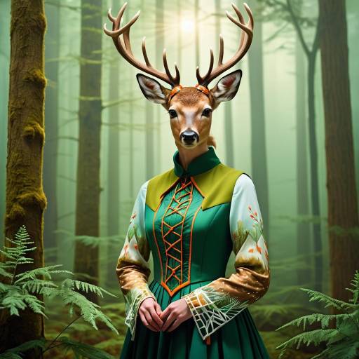 Mystical Deer in Ethereal Forest Attire Mystical Deer in Ethereal Forest Attire
