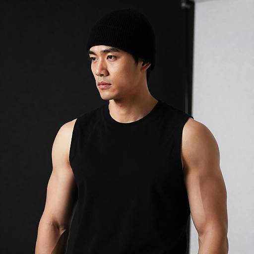 Intense Portrait of a Muscular Man