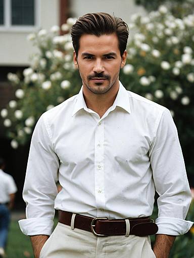 Realistic Portrait of Man in White Shirt